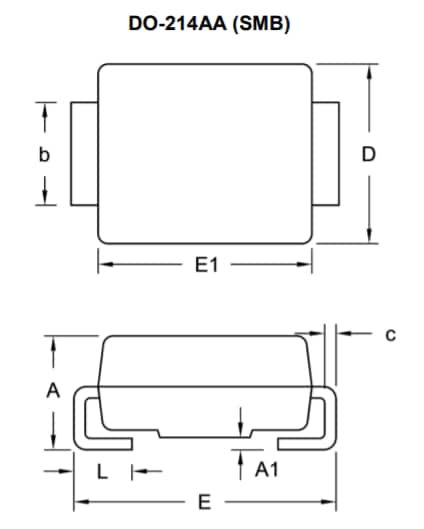 Mechanical Drawing - Taiwan Semiconductor PU4BBH & PU4DBH Surface Mount Rectifiers